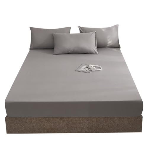 Odot Spannbettlaken Elastisch,Solide Farbe Spannbetttücher bis 25cm Tiefe Taschen Spannbetttuch Spannleintuch für Boxspringbetten, Bettlaken für Einzelbett Doppelbett (150x200cm,Hellgrau) von Odot