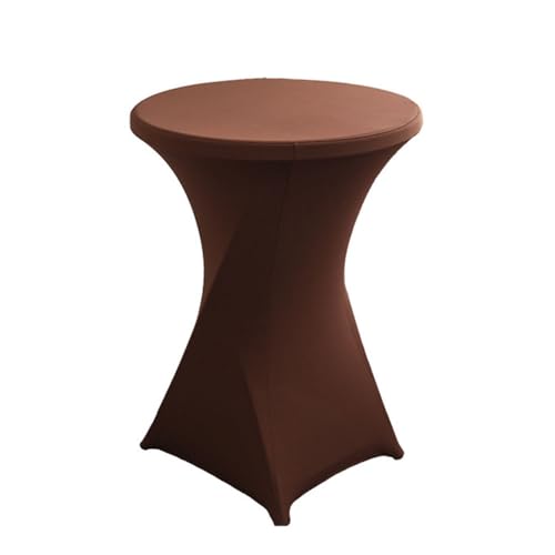 Odot Stehtisch Hussen Rund Bars Tischhusse mit Fußtaschen, Stretch Spandex Cocktail Hussen für Stehtische, Bistrotisch, Hochzeiten Und Bankette (60 * 110cm-2pc,Dunkelbraun) von Odot