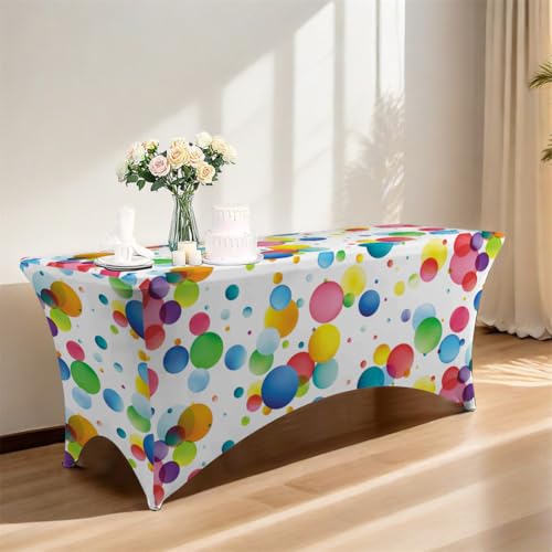 Odot Stehtisch Hussen Spandex Bars Tischhusse mit Fußtaschen, Stretch Stehtischhussen, Cocktail Hussen für Stehtische, Bistrotisch, Hochzeiten Und Bankette (Bunte Blasen,6FT) von Odot