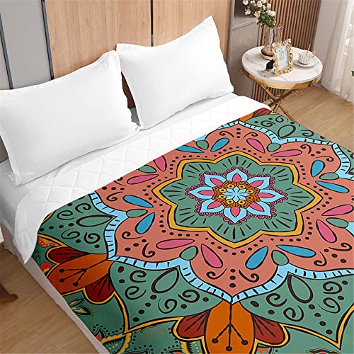 Odot Steppdecke Tagesdecke Mandala Druck Gesteppte Bettüberwurf für Doppelbett Einzelbett Kinder Bettdecke Stepp Decke Tagesdecken Wohndecke Alle Jahreszeiten (230x280cm,Blue Mandala) von Odot