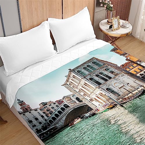 Odot Steppdecke Tagesdecke Tulpe Blumen Gesteppte Bettüberwurf für Doppelbett Einzelbett Bettdecke Stepp Decke Tagesdecken Wohndecke Alle Jahreszeiten (150x200cm,Brücke) von Odot