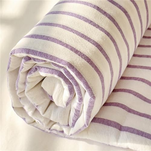 Odot Streifen Einfach Stil Spannbettlaken Elastisch, Spannbetttücher bis 25cm Tiefe Taschen Spannbetttuch Spannleintuch für Boxspringbetten, Bettlaken für Einzelbett Doppelbett (90x200cm,Lila) von Odot