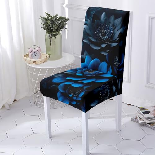 Odot Stretch Stuhlhussen Hussen 3D-Blümchenmuster Stuhlhussen Esstisch Abnehmbarer Waschbarer Stuhlbezug Sesselbezug für Hotel Bankett Restaurant Haus (6er Set,Schwarz) von Odot