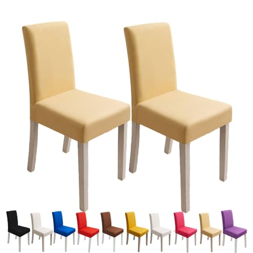 Odot Stuhlhussen Esstisch, Stretch Stuhlhussen Hussen - Einfarbige Farben, Waschbarer Stuhlbezug Sesselbezug für Hotel,Bankett,Restaurant,Haus (6er Set,Beige) von Odot