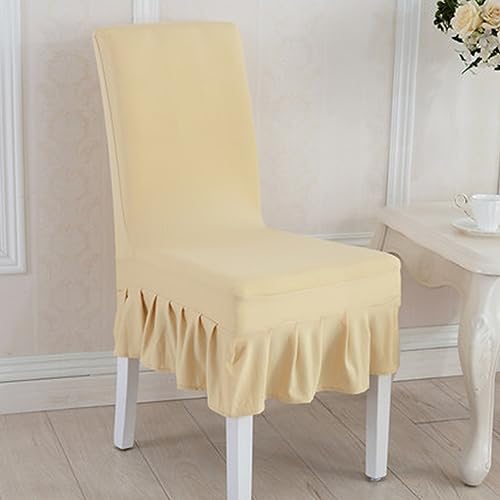 Odot Stuhlhussen Esstisch Mit 2/4/6 Stühlen Set, Stretch Stuhlhussen Hussen Abnehmbarer Waschbarer Stuhlbezug Polyester Reine Farbe Sesselbezug für Restaurant (4er Set,Champagner) von Odot