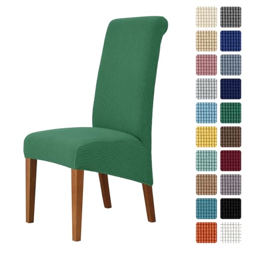 Odot Stuhlhussen Esstisch Mit 2/4/6 Stühlen Set, Stretch Stuhlhussen Hussen Einfarbiger Jacquard Stuhlbezug, Waschbarer Hoher Rücken Sesselbezug für Restaurant (Dunkelgrün,6er Set) von Odot