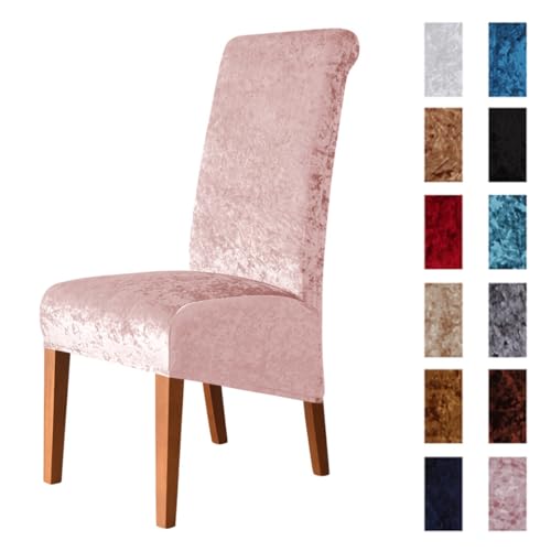 Odot Stuhlhussen Esstisch Mit 2/4/6 Stühlen Set, Stretch Stuhlhussen Hussen Einfarbiger Samt Stuhlbezug, Waschbarer Hoher Rücken Sesselbezug für Restaurant (Rosa,2er Set) von Odot