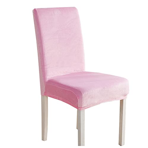 Odot Stuhlhussen Esstisch Mit 2/4/6 Stühlen Set, Stretch Stuhlhussen Hussen Waschbarer Stuhlbezug Unifarbener Samt Sesselbezug für Restaurant, Familie (2er Set,rosa) von Odot