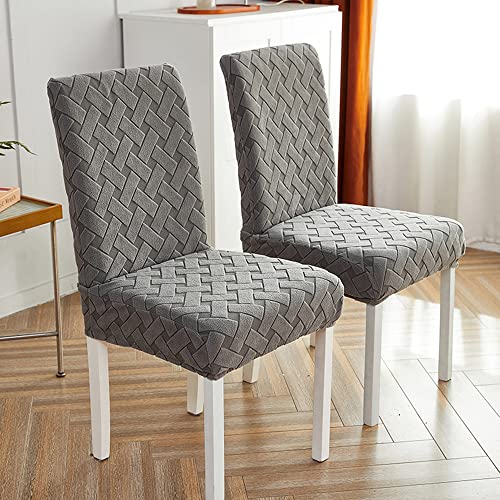 Odot Stuhlhussen Esstisch Mit 6 Stühlen Set, Schicker Jacquard Stretch Stuhlhussen Hussen Abnehmbarer Waschbarer Stuhlbezug Sesselbezug für Hotel,Bankett,Restaurant,Haus (2er Set,Dunkelgrau) von Odot