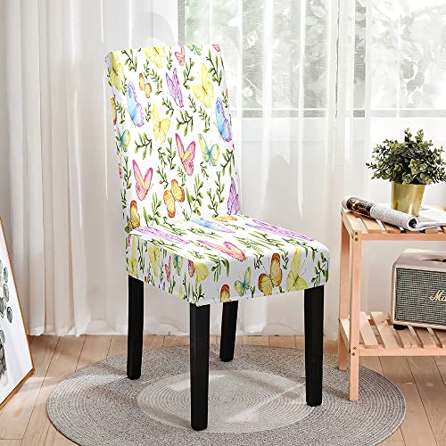 Odot Stuhlhussen Esstisch Mit 6 Stühlen Set, Stretch Stuhlhussen Hussen Abnehmbarer Waschbarer Stuhlbezug 3D Schmetterling Drucken Sesselbezug für Restaurant, Haus (6er Set,Zweig Schmetterling) von Odot