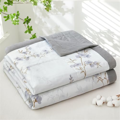 Odot Tagesdecke 150x200 180x200 200x230 Bunte Blumen Tagesdecke Bettüberwurf Einzelbett Doppelbett Weich Komfort Steppdecke Gesteppte Bettwäsche Sofaüberwurf Wohndecke (Grau,150x200cm) von Odot
