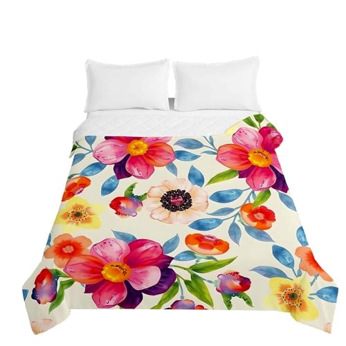 Odot Tagesdecke Bettüberwurf Gesteppte Überwurfdecke,Steppdecke Doppelbett Quilt Leichte Mikrofaser, Moderne Bedspread mit Blumenmuster (Blumen 2,180x220cm) von Odot