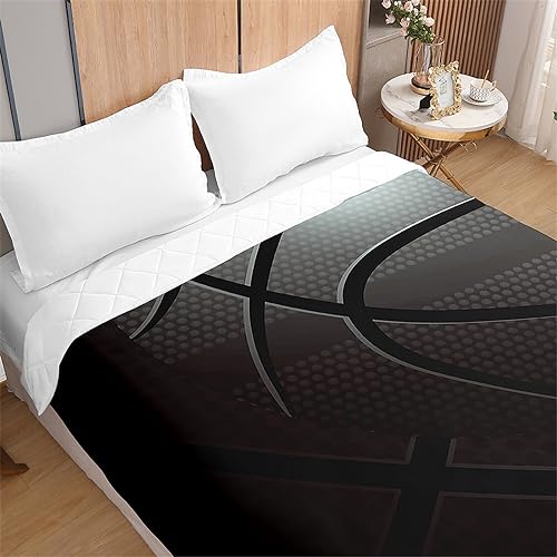 Odot Tagesdecke Bettüberwurf Steppdecke Basketball Wohndecke Weich Wärme Mikrofaser Bettüberwürfe Sofa Überwurfdecke Kuscheldecke Gesteppte für Einzelbett Doppelbett Kinder (150x200cm,Schwarz) von Odot