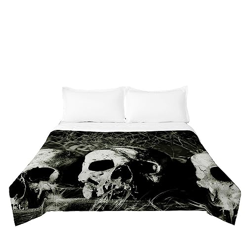 Odot Tagesdecke Bettüberwurf Steppdecke Doppelbett Überwurfdecke Sommerdecke Gesteppte Decke Steppdecke Wohndecke für Schlafzimmer (220x240cm,Totenkopf-Aufdruck C) von Odot