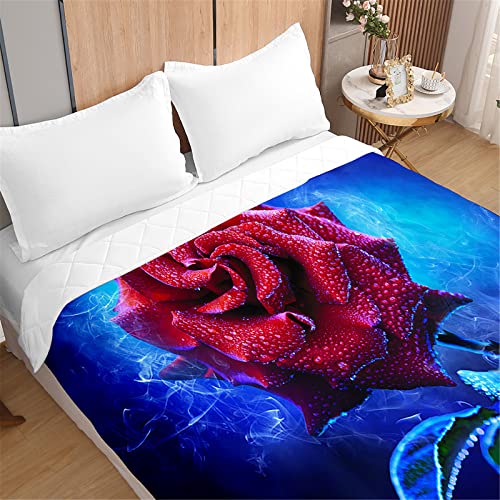 Odot Tagesdecke Bettüberwurf Steppdecke für Doppelbett Einzelbett Kinder, 3D Blumen Bettdecke Stepp Decke Tagesdecken mit Präge Wohndecke Gesteppt Klimaanlage (150x200cm,Feuerwerks Rose) von Odot