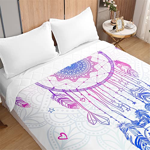 Odot Tagesdecke Bettüberwurf Steppdecke für Doppelbett Einzelbett Kinder, 3D Traumfänger Druck Bettdecke Stepp Decke Tagesdecken mit Präge Wohndecke Gesteppt (200x230cm,Lila böhmisch) von Odot