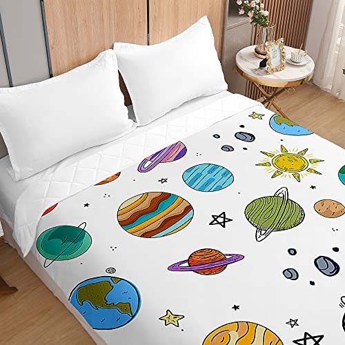 Odot Tagesdecke Bettüberwurf Steppdecke für Doppelbett Einzelbett Kinder, 3D Universum Bettdecke Stepp Decke Tagesdecken mit Präge Wohndecke Gesteppt (150x200cm,Bunte Malerei) von Odot