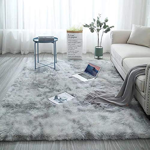 Odot Teppiche Wohnzimmer Modern, Indoor Langflor Carpet Fluffy Anti-Skid Super Soft Area Shaggy Teppich Hochflor, für Schlafzimmer Wohnzimmer Kinderzimmer Decor Boden (60 * 200cm,Wasser grau) von Odot