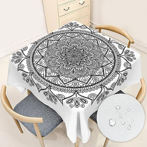 Odot Tischdecke Abwaschbar für Quadrat Tische, Tischtuch Pflegeleicht Fleckschutz Wasserabweisend Polyester tischdecken für Küche Esstisch Mandala Dekoratio 90x90 cm von Odot