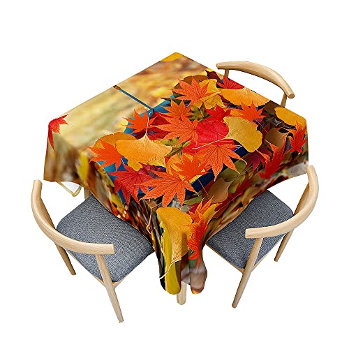 Odot Tischdecke Quadratisch Wasserdicht Polyester, Pflegeleicht Fleckschutz Abwaschbar 3D-Ahornblattdruck Rechteckig Tischdecke für Garten Küche Dekoration (60x60cm,Herbst 2) von Odot