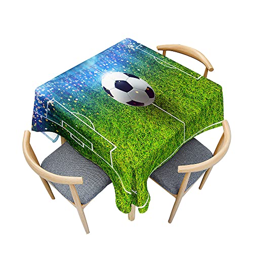 Odot Tischdecke Quadratisch Wasserdicht Polyester, Pflegeleicht Fleckschutz Abwaschbar 3D-Fußballdruck Rechteckig Tischdecke für Home Küche Dekoration (60x60cm,Sterne Fußball) von Odot