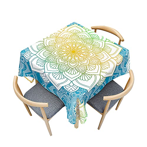 Odot Tischdecke Quadratisch Wasserdicht Polyester, Pflegeleicht Fleckschutz Abwaschbar 3D-Mandala-Druck Rechteckig Tischdecke für Home Küche Dekoration (Farbverlauf,100x100cm) von Odot