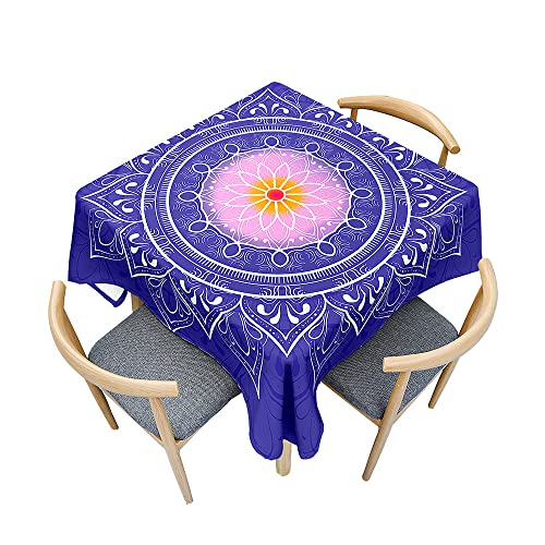 Odot Tischdecke Quadratisch Wasserdicht Polyester, Pflegeleicht Fleckschutz Abwaschbar 3D-Mandala-Druck Rechteckig Tischdecke für Home Küche Dekoration (Pink Lila,60x60cm) von Odot