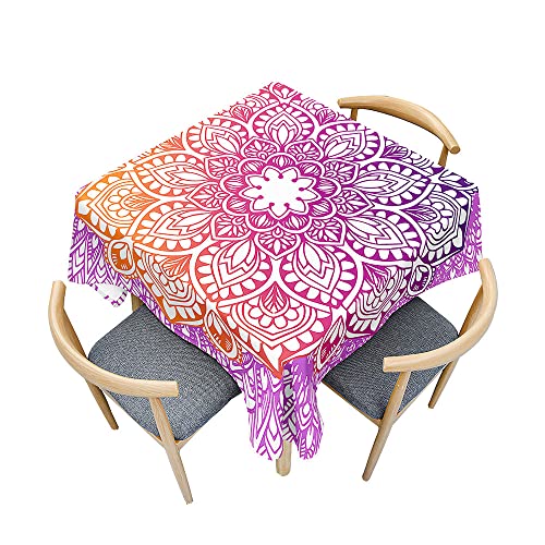 Odot Tischdecke Quadratisch Wasserdicht Polyester, Pflegeleicht Fleckschutz Abwaschbar 3D-Mandala-Druck Rechteckig Tischdecke für Home Küche Dekoration (rosarot,100x100cm) von Odot