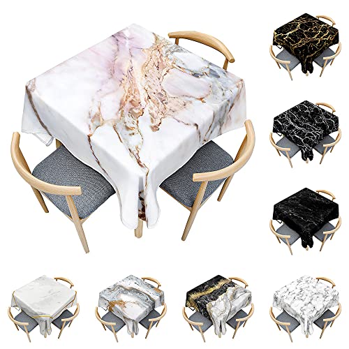 Odot Tischdecke Quadratisch Wasserdicht Polyester, Pflegeleicht Fleckschutz Abwaschbar 3D-Schwarz-Weiß-Marmor Rechteckig Tischdecke für Home Küche Couchtisch Dekoration (Riss,150x150cm) von Odot