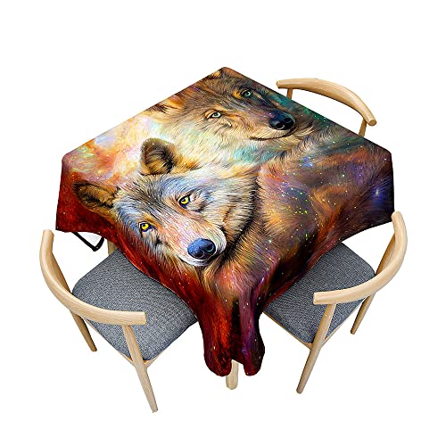 Odot Tischdecke Quadratisch Wasserdicht Polyester, Pflegeleicht Fleckschutz Abwaschbar 3D-Wolf-Druck Rechteckig Tischdecke für Home Küche Dekoration (60x60cm,sternenklarer Himmel) von Odot