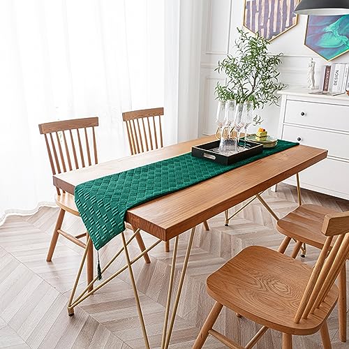 Odot Tischläufer, Tischläufer Samt 33 x 200 cm Jute Tischläufer, Herbstliche Dekoration Tischläufer, Samt Tischläufer für Oktoberfest Deko und Drinnen Draußen Party Zubehör (33x180cm,Grün) von Odot