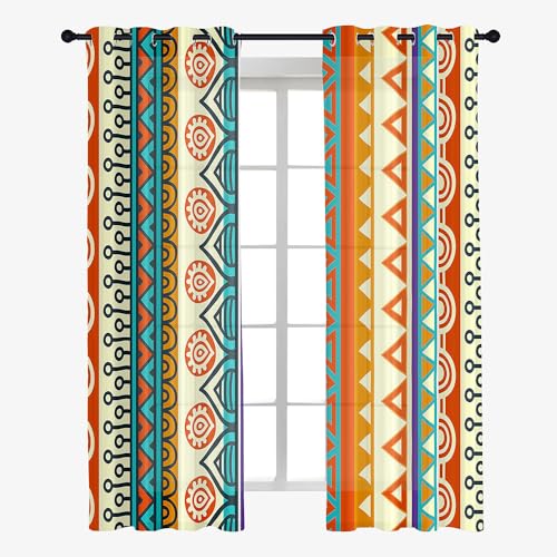 Odot Transparent Gardinen mit Ösen Schlaufen, Boho Vorhänge Voile Sheer Vorhang Dekoschal Fensterschal Ösenvorhang für Wohnzimmer Fenster 2er Set (Orange,132x213cm) von Odot