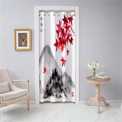 Odot Türvorhang Blickdicht Vorhang Thermo Verdunklungsvorhänge mit Ösen, 3D Kunst-Tintenmalerei Druck Gardinen Raumteiler Vorhang für Wohnzimmer Schlafzimmer Schrank (120x200cm,Stil H) von Odot