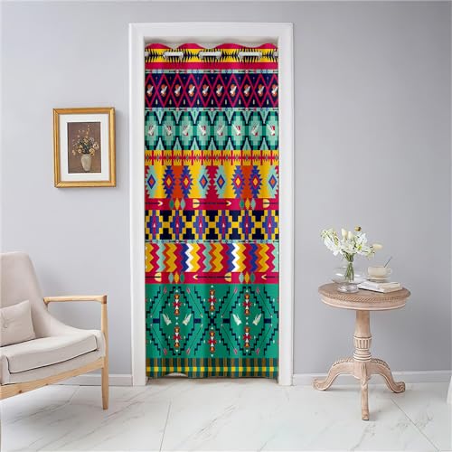 Odot Türvorhang Blickdicht mit Ösen, Stilvoller Bohemian-Druck Verdunkelungsvorhang Raumverdunkelung Raumteiler Vorhang für Wohnzimmer Schlafzimmer Fenster Tür Schrank (120x200cm,Bunt) von Odot