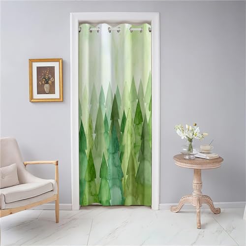 Odot Türvorhang Blickdicht mit Ösen, Verdunklungsvorhänge Isolierter Gardinen 3D Grüner Wald Druck Raumteiler Vorhang für Wohnzimmer Schlafzimmer Fenster Tür Schrank (Stil A,80x180cm) von Odot