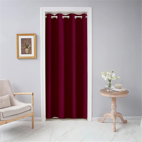 Odot Türvorhang Blickdicht mit Ösen, Verdunklungsvorhänge Modern Einfarbig Vorhang 1 Stück Thermovorhang Wohnzimmer Schlafzimmer Schrank Raumteiler Vorhang (150x200cm,Burgunderrot) von Odot