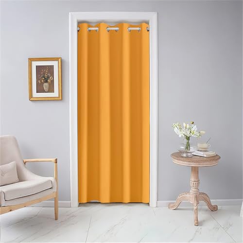 Odot Türvorhang Blickdicht mit Ösen, Verdunklungsvorhänge Modern Einfarbig Vorhang 1 Stück Thermovorhang Wohnzimmer Schlafzimmer Schrank Raumteiler Vorhang (150x200cm,Gold) von Odot
