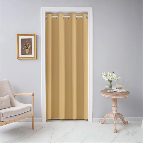 Odot Türvorhang Blickdicht mit Ösen, Verdunklungsvorhänge Modern Einfarbig Vorhang 1 Stück Thermovorhang Wohnzimmer Schlafzimmer Schrank Raumteiler Vorhang (80x180cm,Khaki) von Odot