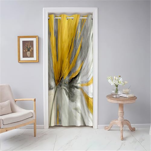 Odot Türvorhang Blickdicht mit Ösen, Verdunklungsvorhänge Thermovorhang 3D Modernes Abstraktes Aquarell Vorhang 1 Stück Wohnzimmer Schlafzimmer Schrank Raumteiler Vorhang (180x200cm,Gold) von Odot