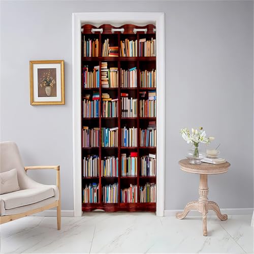 Odot Türvorhang Blickdicht mit Ösen, Verdunklungsvorhänge Vintage-Bücherregal-Druck Vorhang 1 Stück Thermovorhang Wohnzimmer Schlafzimmer Schrank Raumteiler Vorhang (120x200cm,Stil C) von Odot