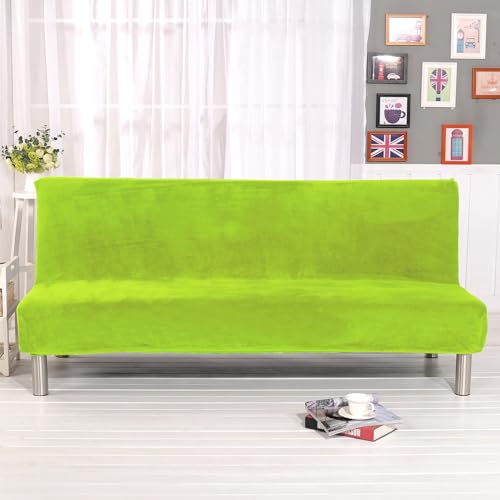 Odot Verdickter Samt Sofa Überzug, Einfarbig Sofabezug Stretch Couch Überzug Keine Armlehnen Sofaüberwurf, für Sofaschutz, Wohnzimmer, Heimdekoration Sofa Cover (Fruchtgrün,L(190-210cm)) von Odot