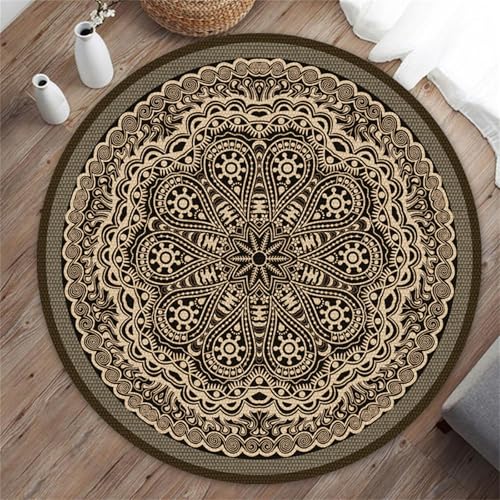 Odot Vintage Bodenschutzmatte Bürostuhl, Runde Bürostuhl Unterlage Diverse Größen Schreibtischstuhl Unterlage rutschfest Bodenschutzmatte Gaming Teppich für Hartböden Büro (Beige,120cm) von Odot