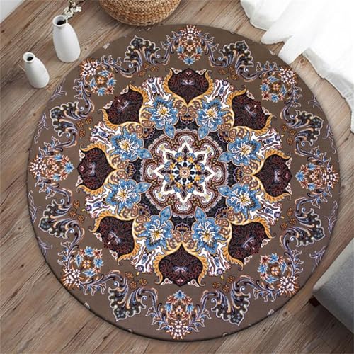 Odot Vintage Bodenschutzmatte Bürostuhl, Runde Bürostuhl Unterlage Diverse Größen Schreibtischstuhl Unterlage rutschfest Bodenschutzmatte Gaming Teppich für Hartböden Büro (Braun,80cm) von Odot