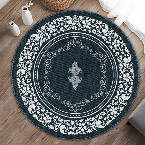 Odot Vintage Bodenschutzmatte Bürostuhl, Runde Bürostuhl Unterlage Diverse Größen Schreibtischstuhl Unterlage rutschfest Bodenschutzmatte Gaming Teppich für Hartböden Büro (Grau,80cm) von Odot