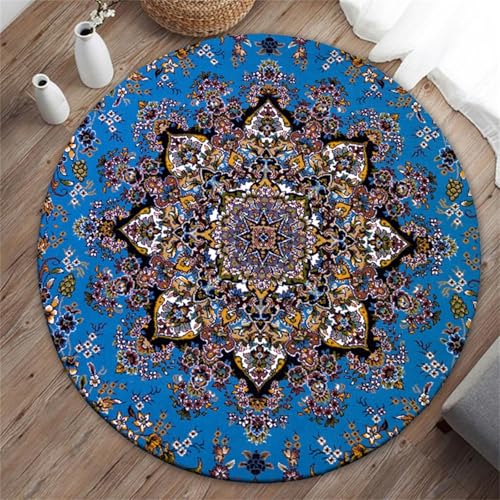 Odot Vintage Bodenschutzmatte Bürostuhl, Runde Bürostuhl Unterlage Diverse Größen Schreibtischstuhl Unterlage rutschfest Bodenschutzmatte Gaming Teppich für Hartböden Büro (Königsblau,60cm) von Odot