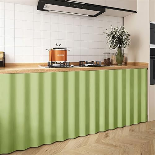 Odot Volltonfarbe Schrankvorhang,Küche Schrank Vorhang mit Klettband,Schrankvorhänge Küche Staubdichter Schrank Vorhang Privatsphäre Schrankgardine für Kleiderschrank,Bücherregal (Grün1,200x70cm) von Odot
