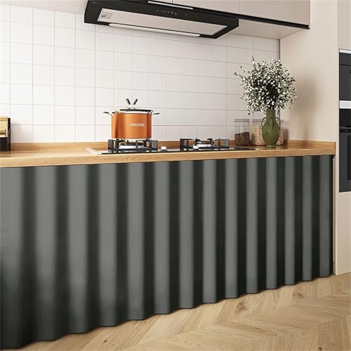 Odot Volltonfarbe Schrankvorhang,Küche Schrank Vorhang mit Klettband,Schrankvorhänge Küche Staubdichter Schrank Vorhang Privatsphäre Schrankgardine für Kleiderschrank,Bücherregal (Grau,150x70cm) von Odot