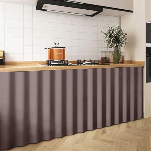 Odot Volltonfarbe Schrankvorhang,Küche Schrank Vorhang mit Klettband,Schrankvorhänge Küche Staubdichter Schrank Vorhang Privatsphäre Schrankgardine für Kleiderschrank,Bücherregal (Braun,150x70cm) von Odot