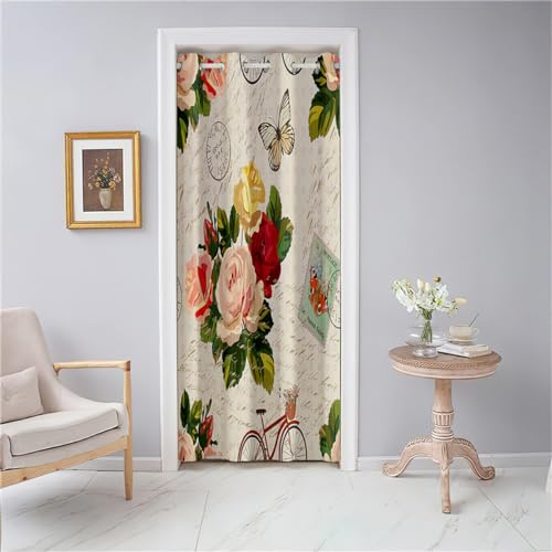 Odot Vorhang Blickdicht mit Ösen Türvorhang Gardinen Verdunklungsvorhänge Elegant Schmetterling Blumenmuster Raumteiler Vorhang für Wohnzimmer Schlafzimmer Tür Schrank (Rose,130x200cm) von Odot