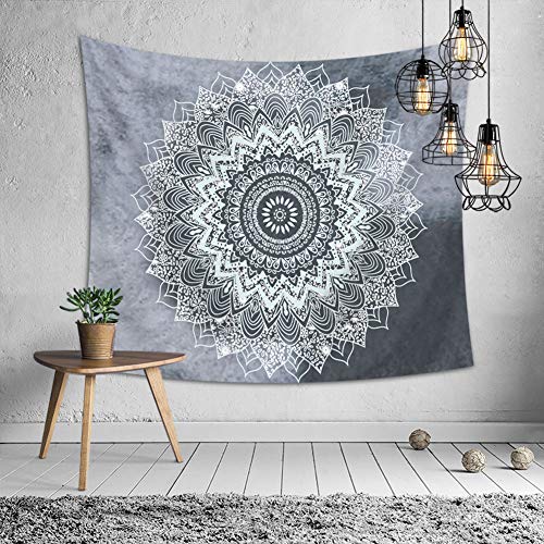 Odot Wandteppich Wandtuch Wandbehang, Kreativ Drucken Tapisserie Tischdecke Meditation Yogamatte Strandtuch von Zuhause Wanddekorationen (130x150cm,Grau) von Odot